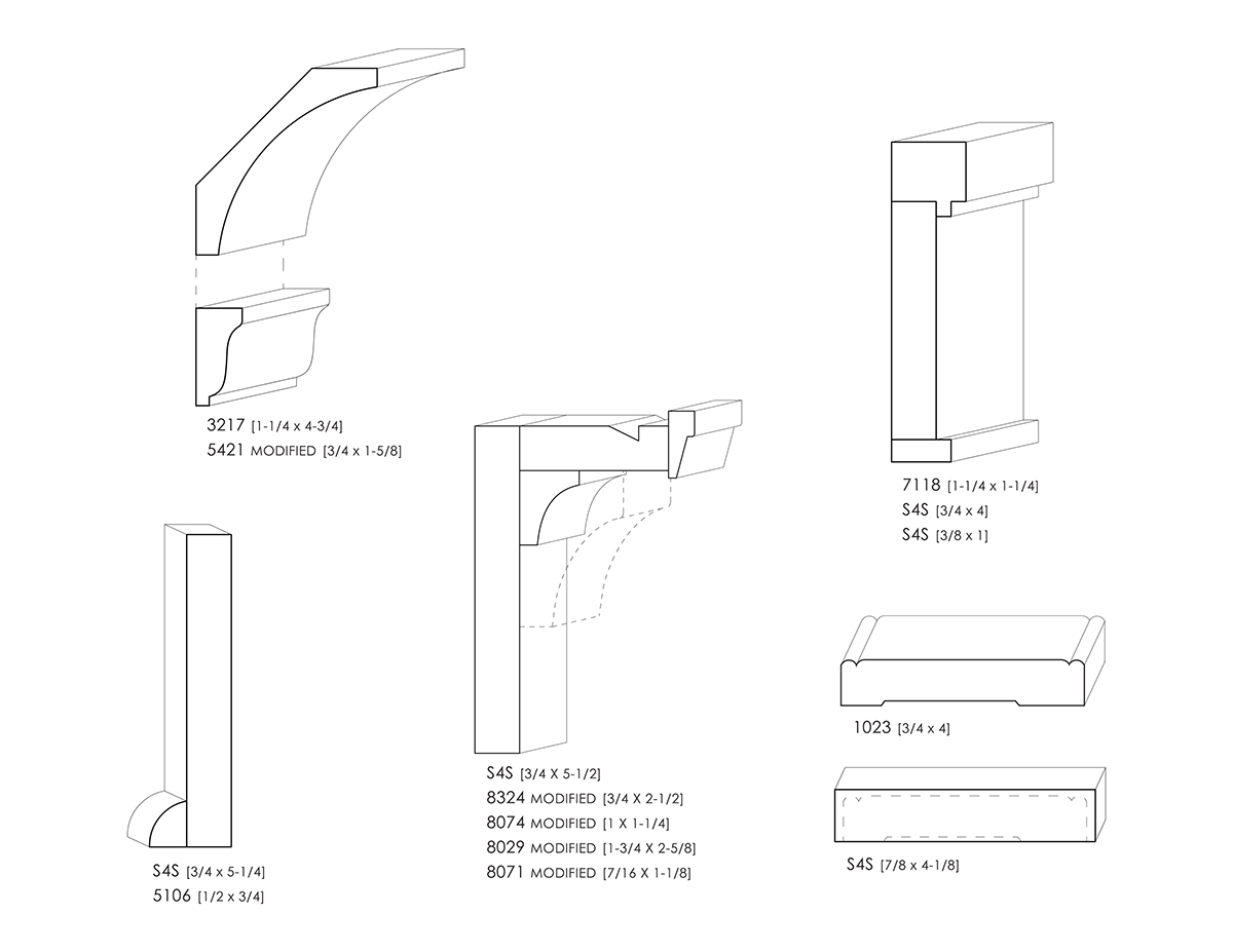 Mix of bungalow style door and wall mouldings.